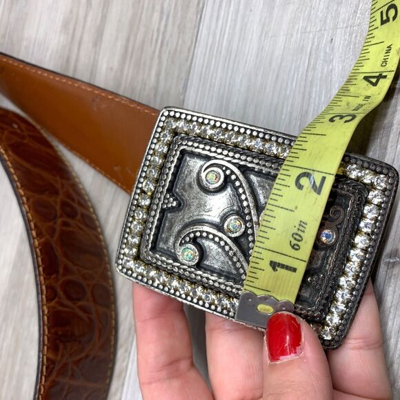 NBEL Ladies Italian Brown Leather  Silver Buckle Vintage Vitanuo 35\